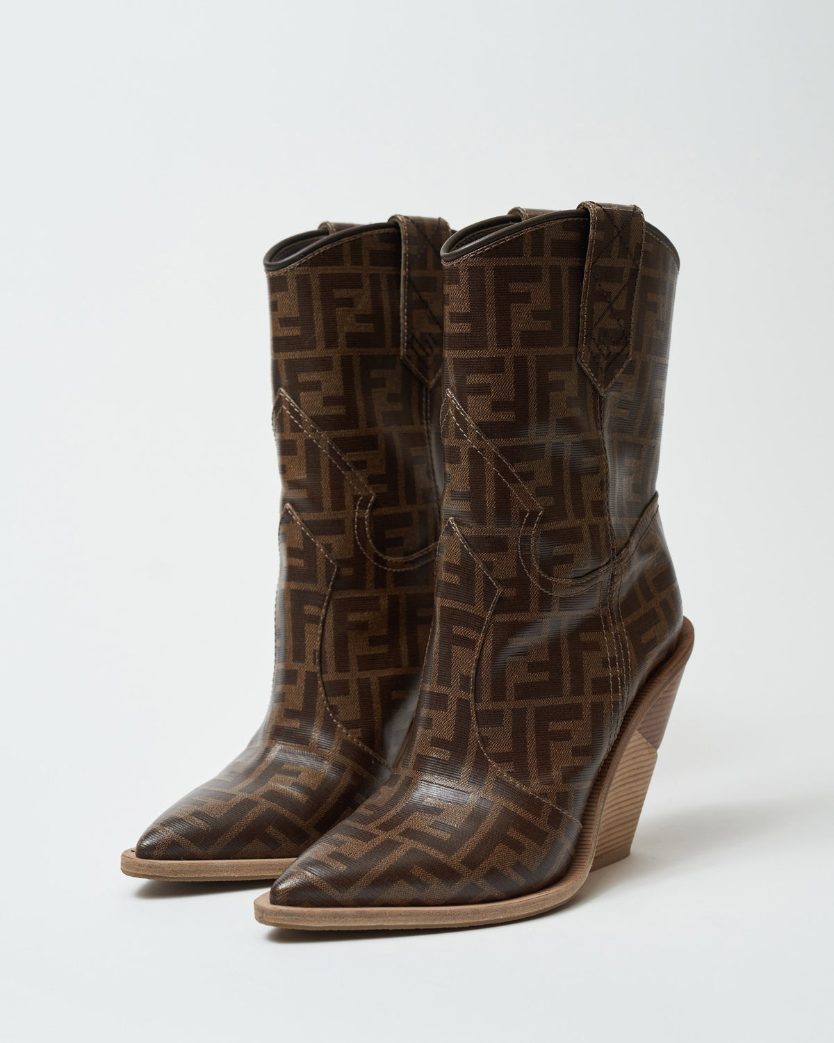 Fendi Ff Logo Western Cowboy Boots