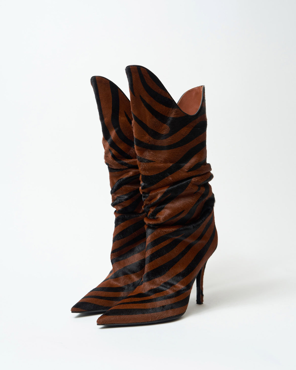 Women's Brown Animal Print Suede Boots