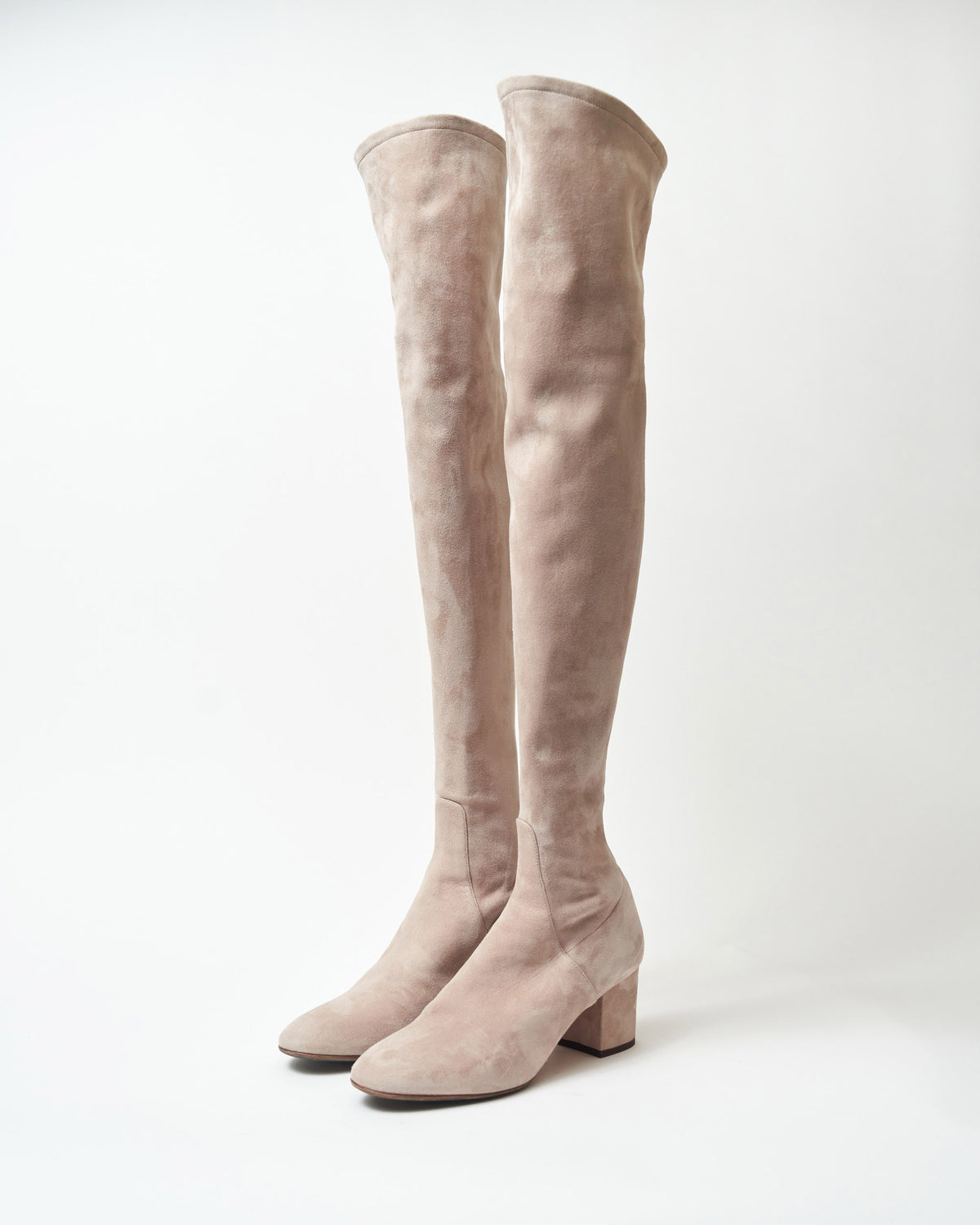 Stretch Suede Thigh Boots Antique Rose