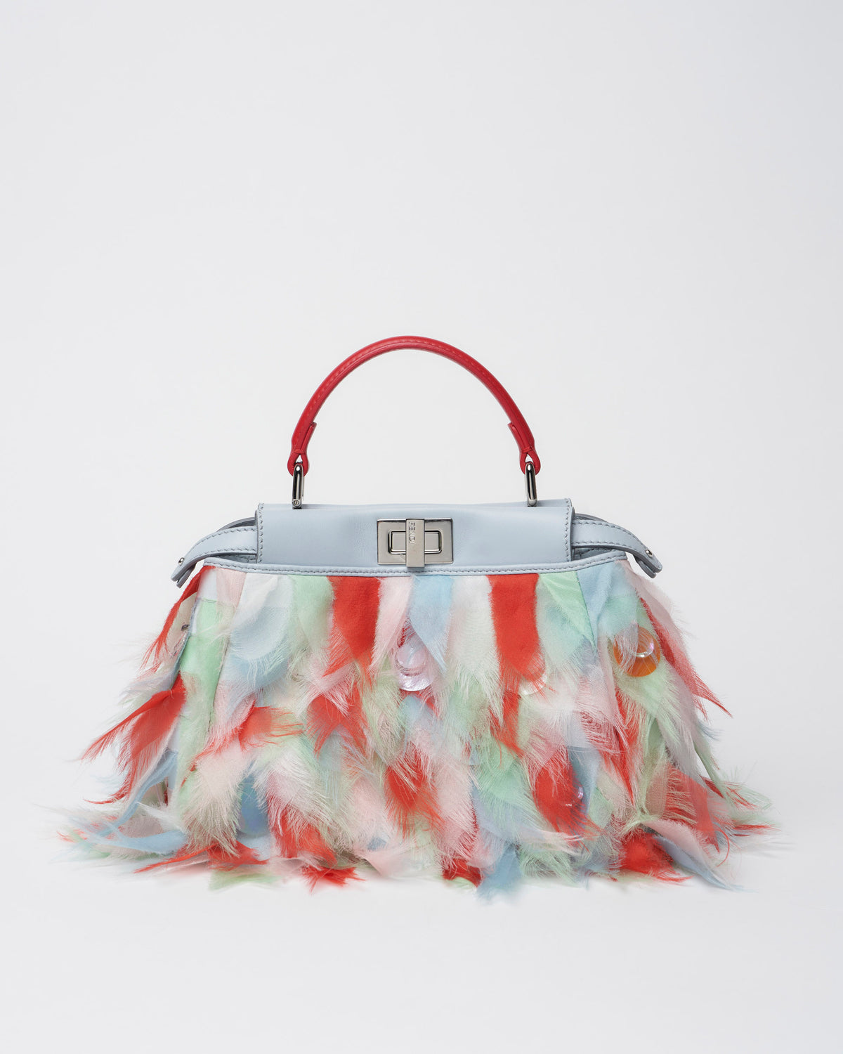 Fendi peekaboo in multicolor feathers